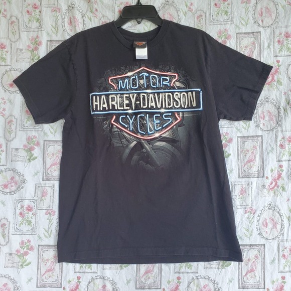 Harley Davidson T Shirt Black Mens L Georgia Short Sleeve - Picture 1 of 5